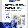 Printers Jack Water Slide Decal Paper Inkjet 20 Sheets A4 Size Premium Water Slide Transfer Paper Clear Transparent Printable Waterslide Paper for Tumblers, Mugs, Glasses DIY