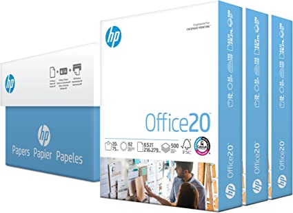 HP Printer Paper | 8.5 x 11 Paper | Office 20 lb | 3 Ream Case - 1500 Sheets | 92 Bright | Made in USA - FSC Certified | 112090C