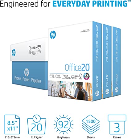 HP Printer Paper | 8.5 x 11 Paper | Office 20 lb | 3 Ream Case - 1500 Sheets | 92 Bright | Made in USA - FSC Certified | 112090C - Image 2
