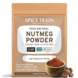 SPICE TRAIN Nutmeg Powder (226g/8oz) Non GMO, Gluten Free, 100% Raw