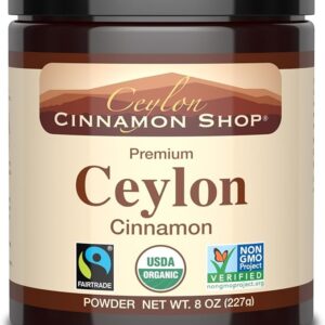 Organic Ceylon Cinnamon (100% Certified) Powder, 8 Ounces