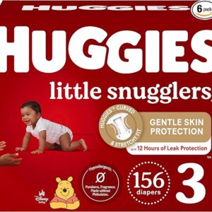 Huggies Size 3 Diapers, Little Snugglers Baby Diapers, Size 3 (16-28 lbs), 156 Ct (6 packs of 26)