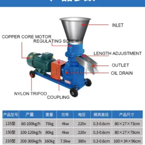Pellet Machine Feed Granulator 100-200Kg/H Wet And Dry Feed Food Pellet Making Machine Animal Farming Feed Processor 220V/380V